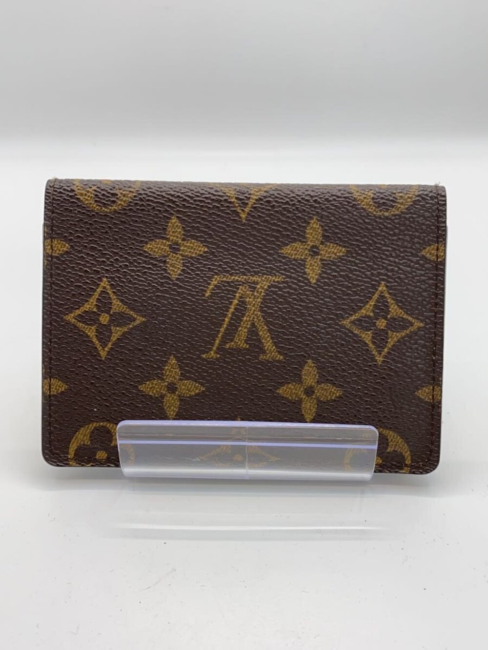 LOUIS VUITTON Porte Wallet Cartes Vertical Monogram Canvas Leather Brown